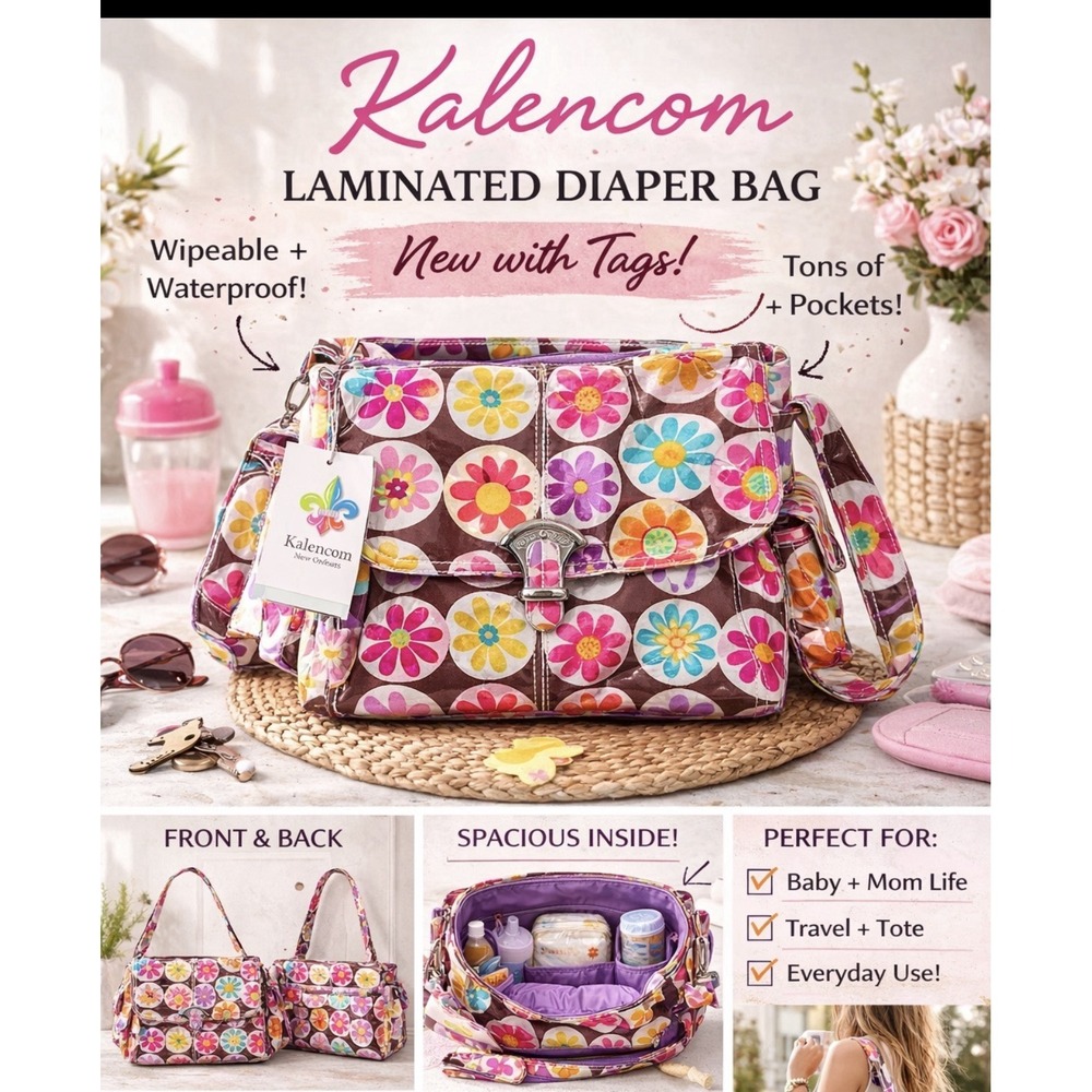 Kalencom Floral Diaper Bag Laminated Buckle New Orleans Multicolor NWT Baby Bag